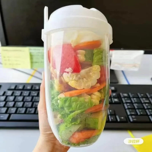 8Pcs Fresh Salad Cup Fruit Vegetable Salad Cup Salad Meal Shaker Cup Container Fork Salad Holder Large Capacity Food Box